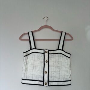 Amazon Black and White Buttoned Crop Tank Top